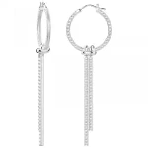 Ladies Swarovski Silver Plated Lifelong Long Hoop Earrings
