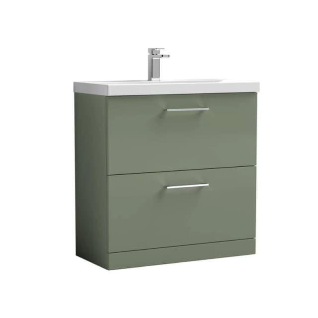Balterley Bathroom 2 Soft-Close Drawer Floor Vanity Unit Basin, Green, 800mm in Green Green Unisex