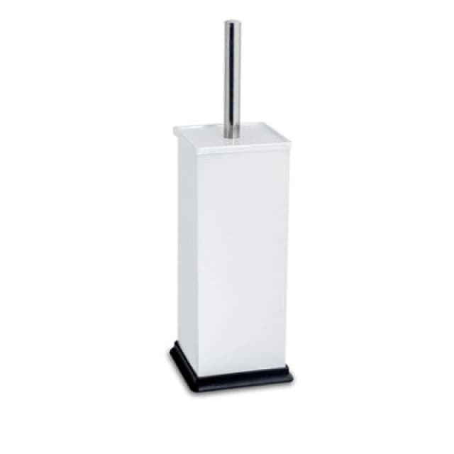 Harbour Housewares Toilet Brush & Holder - White - Square Stainless Steel Non Slip Rust Resistant Toilet Cleaning Brush Set