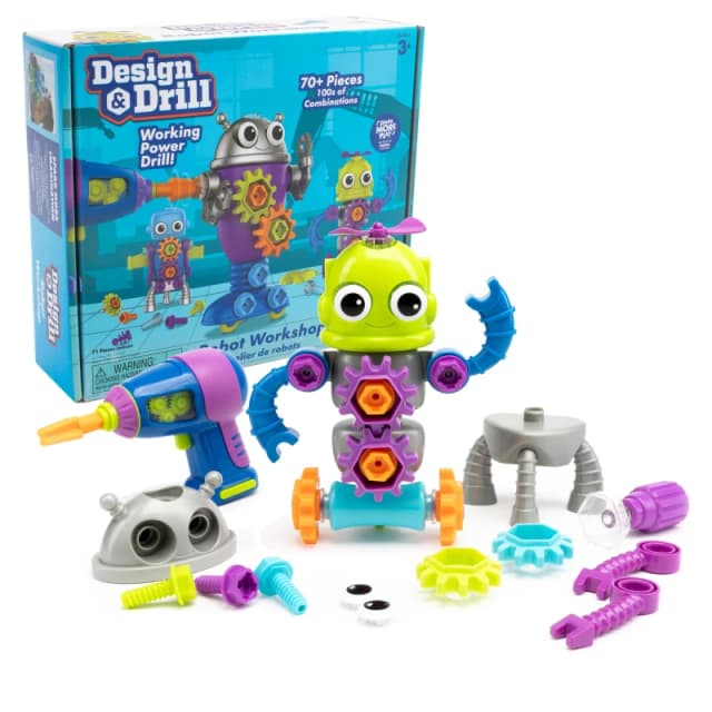 Learning Resources Design & Drill Robot Workshop Robot Toys for Kids Kids Building STEM Toy Take Apart Toy with Working Kids Drill Toy Gifts for A