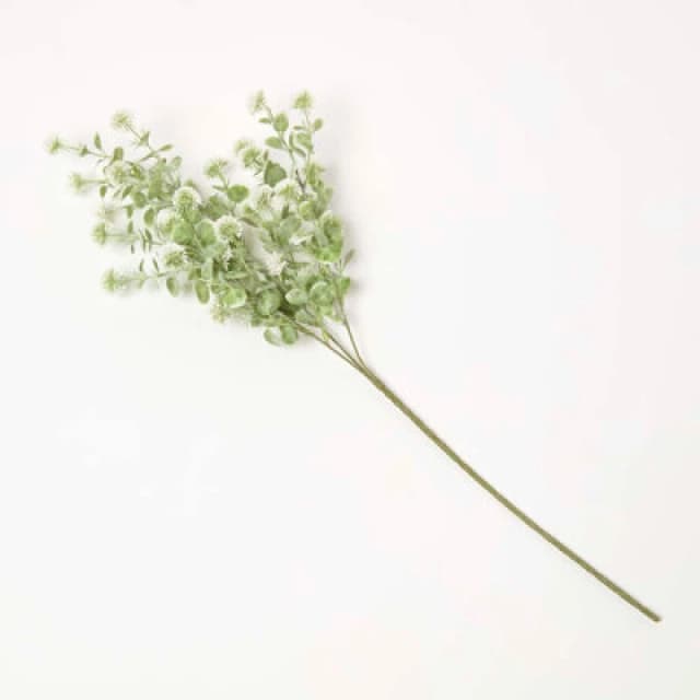 Homescapes Artificial Green Handcrafted Branch With Small White Flowers, 66 Cm