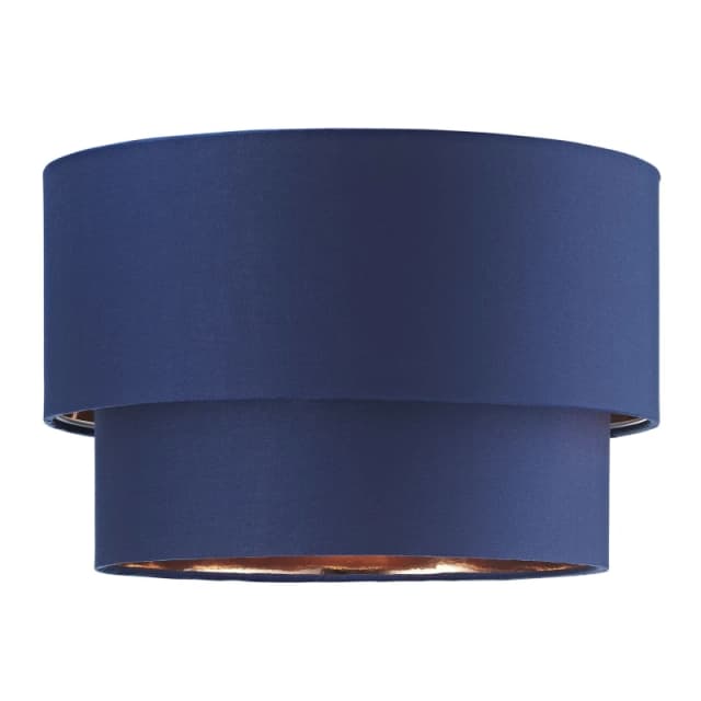 Happy Homewares Modern Cotton Fabric Double Tier Ceiling Shade with Shiny Inner in Midnight Size: 16" Midnight Unisex 16"