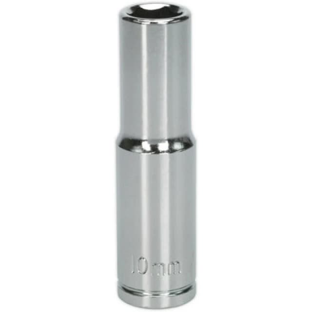 Loops 10mm Chrome Plated Deep Drive Socket - 3/8" Square Drive High Grade Carbon Steel Metallics