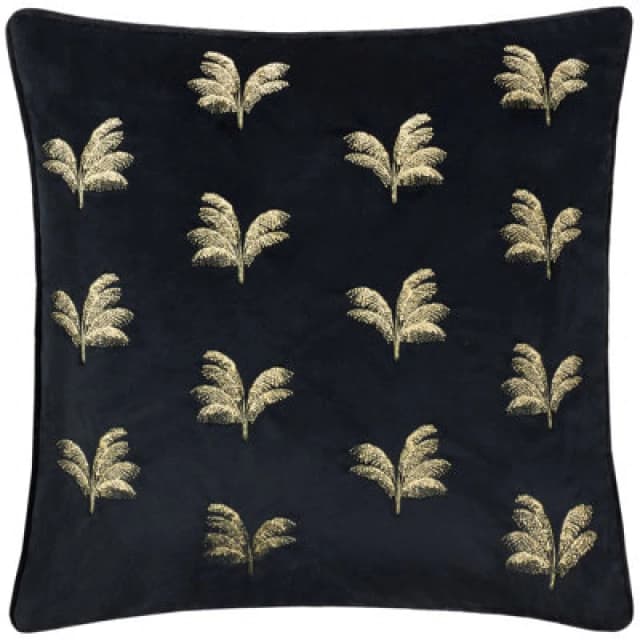 Paoletti Paoletti Guilded Palms Embroidered Cushion in Black Size: 45cm x 45cm Black 45cm x 45cm Unisex 5025532847379