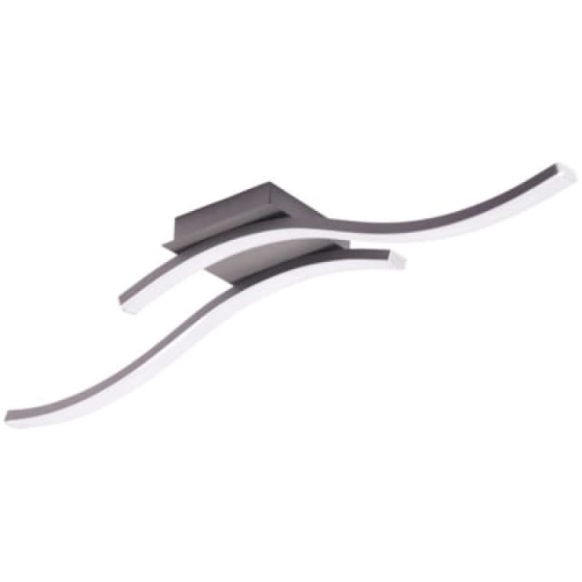 Happy Homewares Modern Double Wavy Strip Flush LED Powered Ceiling Light Fitting In Grey Sand