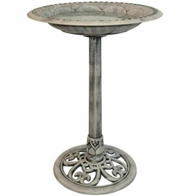 Gr8 Garden Stone Effect Plastic Pedestal Free Standing Wild Bird Bath Outdoor Garden Feeder