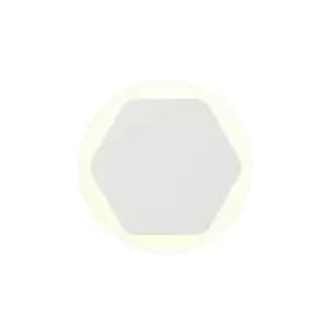 Magnetic Base Wall Lamp, 12W LED 3000K 498lm, 15, 19cm Horizontal Hexagonal Centre, Sand White, Round Acrylic Frosted Diffuser