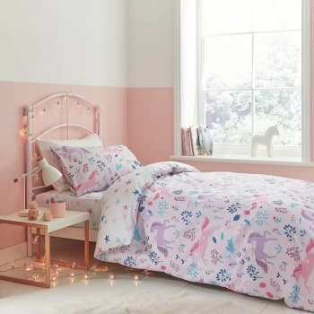 Bianca Cottonsoft Woodland Unicorn and Stars Duvet Cover Set, Pink, Size Double