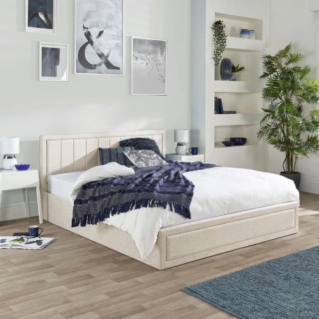 Aspire Aspire Castleton Linen Quilted Headboard Ottoman Bed in Natural Size: Double Natural Double Unisex 5057632302113