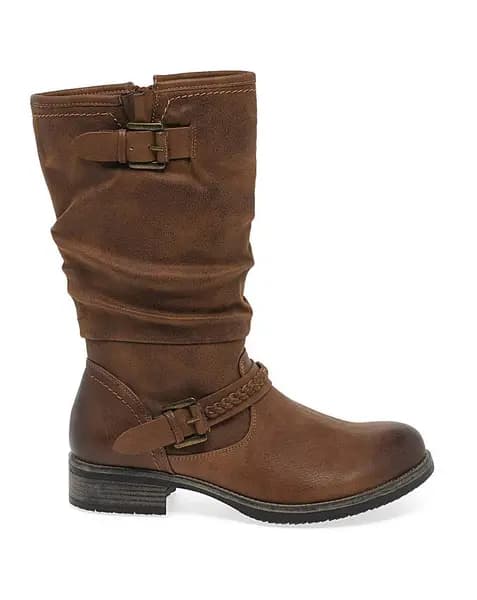 Rieker Estella Standard Fit Calf Boots NUT Female 5 EJ04603
