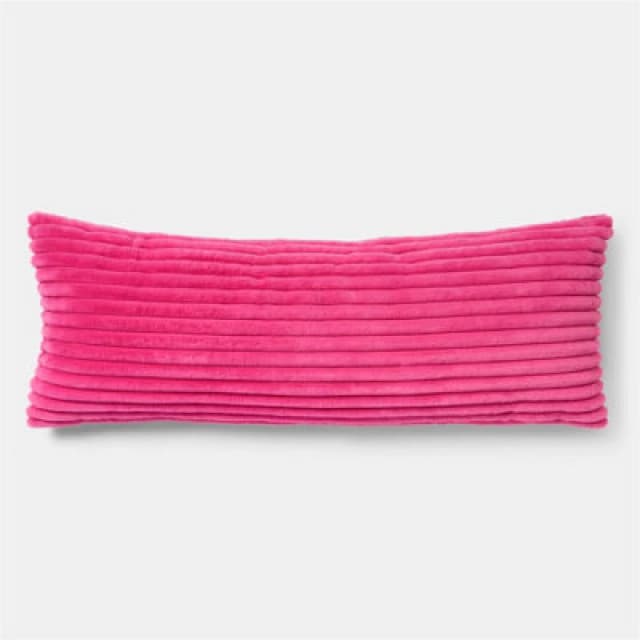 OHS OHS Ribbed Faux Fur Bolster Pillow Soft Maternity Support Cushion in Pink Pink One Size Unisex 5027434230976