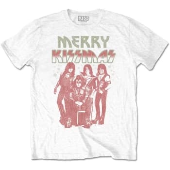 KISS - Merry Kissmas Unisex Large T-Shirt - White