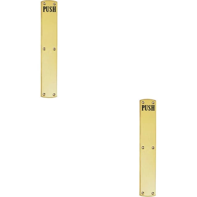 Loops 2x Traditional Push Engraved Door Finger Plate 457 x 75mm Polished Brass Metallics