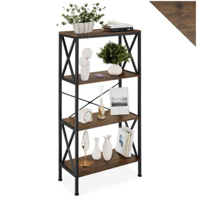 Tectake Standing Shelf Barry - With 4 Tiers - Industrial Wood Dark, Rustic