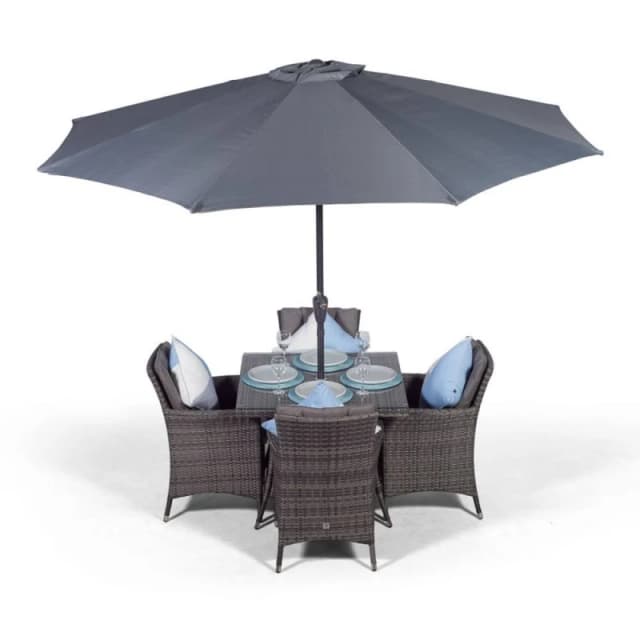Thats Furniture Savannah Square 4 Seater Rattan Patio Dining Set in Grey Grey Unisex