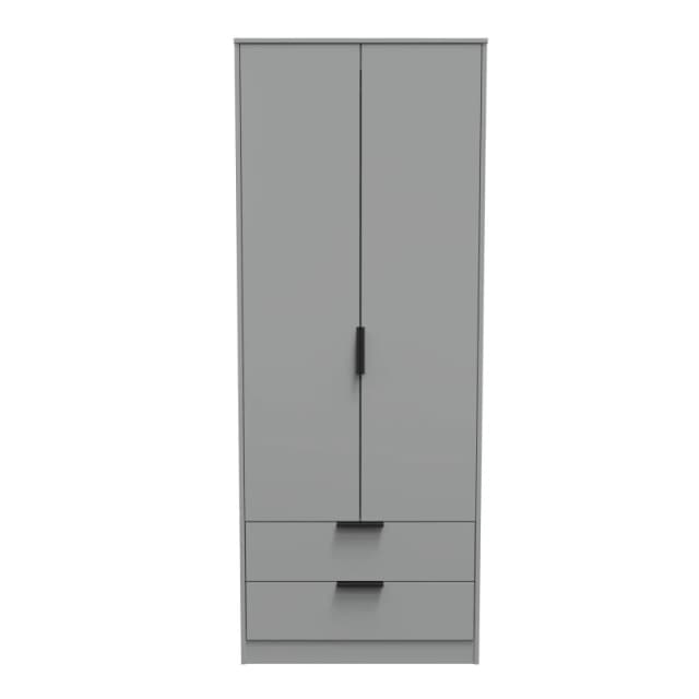 Madrid 2 Door 2 Drawer Wardrobe In Dusk Grey (Ready Assembled)