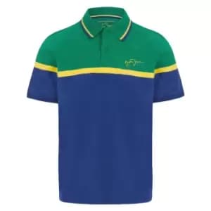 Ayrton Senna Mens Fanwear Stripe Polo Shirt