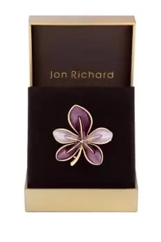 Gold Plated Purple Leaf Brooch - Gift Boxed