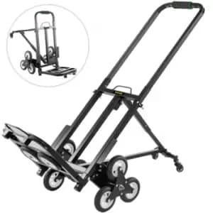 VEVOR Stair Climbing Cart 330lbs Capacity Portable Folding Trolley With 5Inch and 1.5Inch Wheels Stair Climber Hand Truck With Adjustable Handle All T