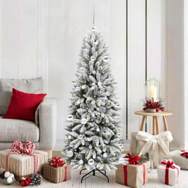 vidaXL Artificial Christmas Tree with 150 LEDs, Silver Balls White 63 x 63 x 150 cm, White 3396038