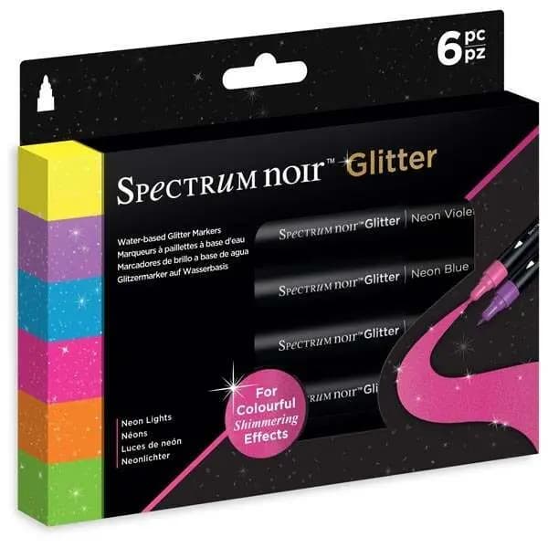 Spectrum Noir Glitter Marker Pens Neon Lights Set of 6