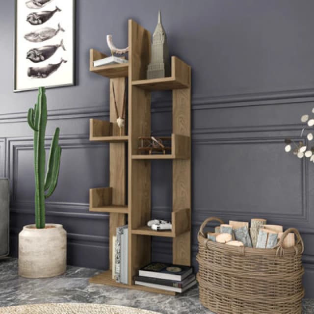 Decorotika Lusia 4-Tier Bookcase Shelving Unit Oak