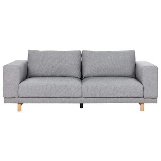Beliani Sofa 3 Seater Nivala Fabric Light Grey