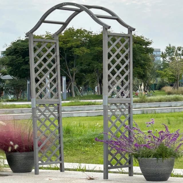 Gr8 Garden Wooden Garden Arch Pergola Trellis Rose Climbing Archway Grey Frame Grey Unisex
