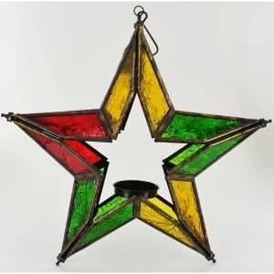 Iron Colour Glass Hanging Lantern Star