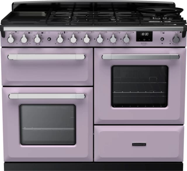 Rangemaster Estel Deluxe ESDLO110DFPHTH/CM1 110cm wide Dual Fuel Range Cooker with Gas Hob - Heather / Chrome - A/A Rated