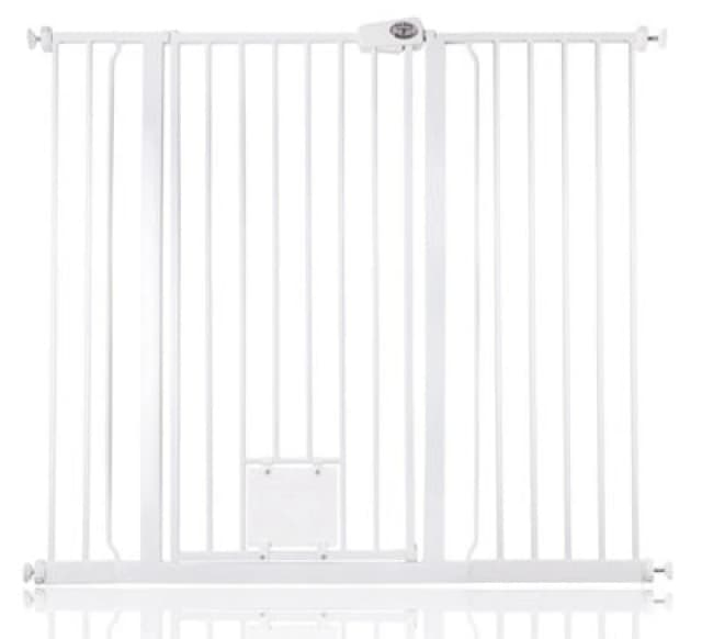 Bettacare Pet Gate With Lockable Cat Flap, 120.3Cm - 127.9Cm, White, 104Cm In Height