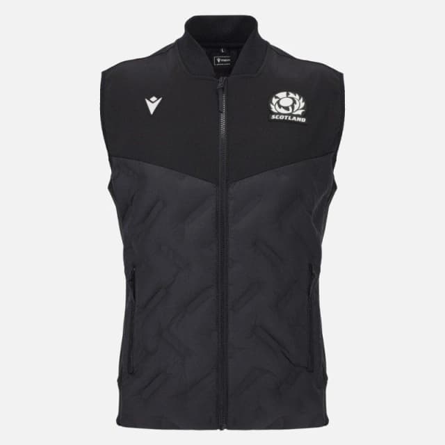Macron Mens Scotland Rugby World Cup 2025 Padded Sleeveless Full Zip Gilet Black male Large