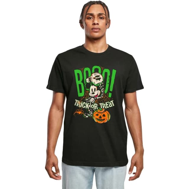 Disney Men Boo Trick Or Treat Mickey Mouse Cotton T-Shirt in Black Size: Small Black S Male 5063376667081