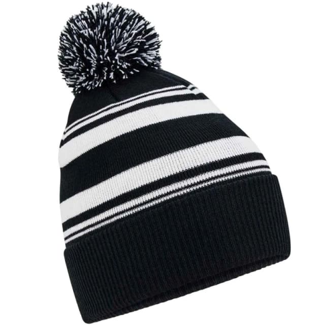 Beechfield Beechfield Men Fan Striped Beanie in Jet Black Jet Black One Size Male 5063425908523