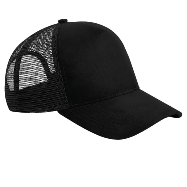 Beechfield Beechfield Men Faux Suede Snapback Trucker Cap in Black One Size Male 5063470399482