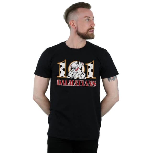 Disney Men 101 Dalmatians Puppy Hug T-Shirt in Black Size: Small Black S Male 5059308758941