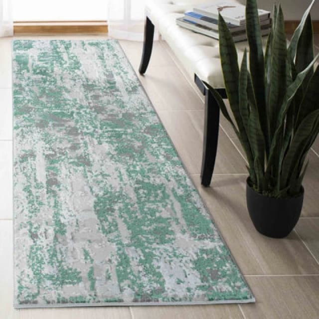 Styra Modern Grunge Abstract Area Rugs Aqua 60X220 Cm