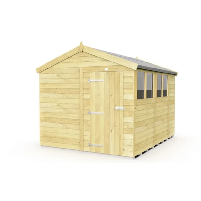 Buttercup Farm 8 x 10 Feet Apex Shed - Single Door W/ Windows - L302 x W231 x H217cm in Brown Brown Unisex