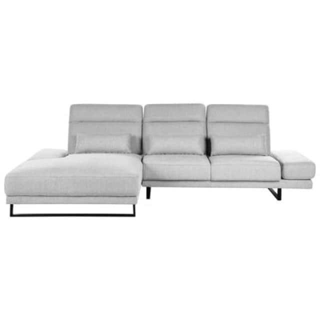 Beliani Corner Sofa 4 Seater Ikast Fabric Light Grey Right Hand