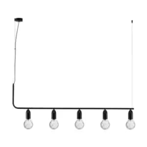Netlighting Merano Kitimat 5 Light Bar Pendant Ceiling Light Black Metal, Clear