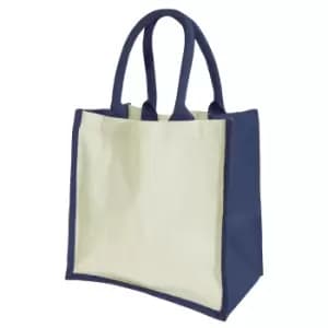 Westford Mill Printers Midi Jute Bag (14 Litres) (Pack of 2) (One Size) (Navy Blue)