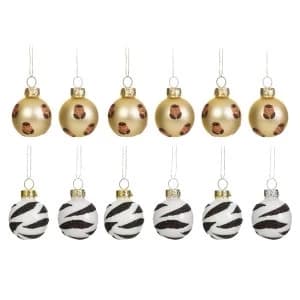 Sass & Belle (Set of 12) Leopard & Zebra Mini Bauble