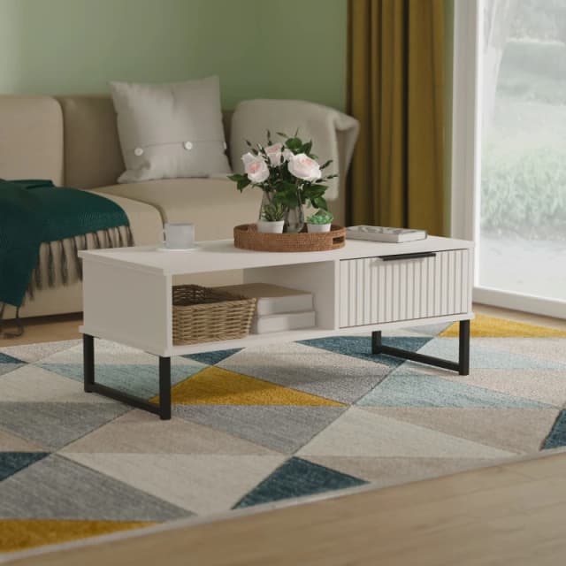 Fluted 1 Drawer Coffee Table in Kashmir Matt - Ready Assembled - Lewis's Home TJ Hughes 5056812208689