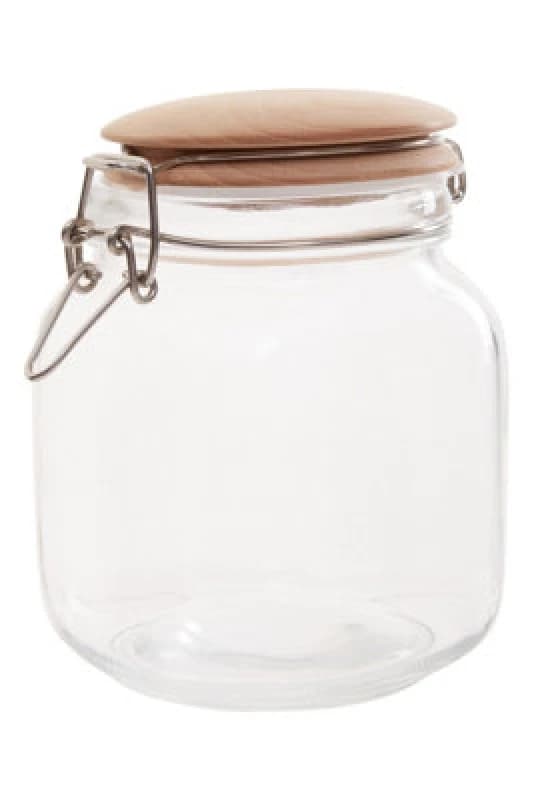 Premier Housewares luca Luca Square 1050ml Glass Jar With Wooden Lid Clear