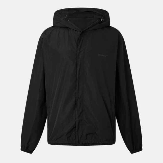 Off White Mens Diag Print Technical Fabric Hooded Windbreaker Black male XL