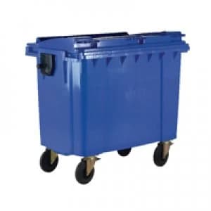 Slingsby Blue Wheeled 1100 Litre Bin With Flat Lid 377394