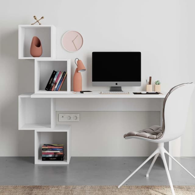 HOMEMANIA Homemania - Decortie Balance Modern Desk With Shelves - White - White hio8680812105609