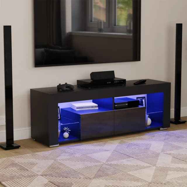 Lassic Vida Designs Luna 2 Drawer LED TV Unit Black unisex 2 Drawer