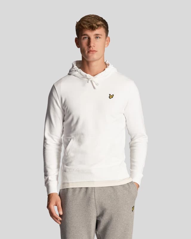 Lyle & Scott Mens Loopback Cotton Hoodie in White
