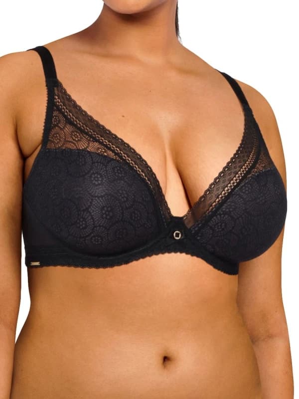 Chantelle Womens Festivite Plunge T-Shirt Bra in Black Size: 32DD Black Female 32DD